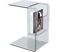 C Acrylic C-Sd End Table with Sto Basket Modern Invisible Side Table & Nightstand for Living Room Bedroom Sofa Tray - Slish & Functal