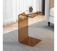 C Acrylic End Table, U-Sd Small Side Table for Living Room, Bedroom & Balcony, Multipurpose Design, Perfect for Smals, Brown Color, Height 65CM/25.5IN.
