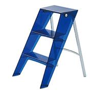 C Acrylic Folding Step Ladder 3-Step Non-Slip Display Stool for Indoor/Outdoor Use Transparent Household Stand for Kitchen & Living Room Navy 44x59x61cm (17x23x24inch)