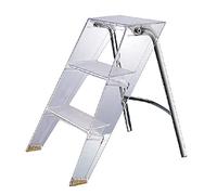 C Acrylic Folding Step Ladder 3-Step Non-Slip Stool for Indoor/Outdoor Use Transparent Display Shelf for Kitchen & Living Room 44x59x61cm (17x23x24in)
