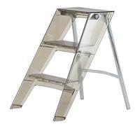 C Acrylic Folding Step Stool - Non-slip 3-Step Ladder for Indoor/Outdoor Use Transparent Display Stand for Kitchen & Living Room Gray 44x59x61cm (17x23x24inch)