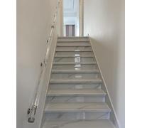 C Acrylic Indoor Stair Railing with Silver Brackets Nonslip Transparent Handrail for Elderly & Kids 2ft to 20ft Adjustable WallMount Safety Solution