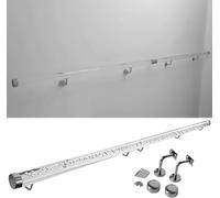 C Acrylic Indoor Stair Railing with Silver Brackets Nonslip Transparent Handrail for Kids & Elderly 2ft to 20ft WallMounted Safety Solution Durable & Stylish