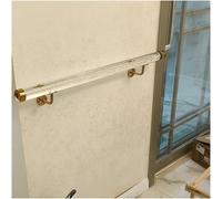 C Acrylic Railing for Indoor Stairs - Wall-Mounted Crystal Clear Design with Silver Brackets & End Caps, Available in 3ft to 20ft Sizes for Safe & Stylish Spaces