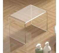 C Acrylic Shower Stool Waterproof Transparent Chair for Bathroom & Kitchen Backless Modern Seat Shower Bench Thickened See Through Foot Stool (30x20x22cm) Ideal for Wet & Dry Use.