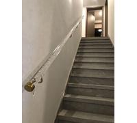 C Acrylic Stair Railing for Indoor Use Lucite Transparent Wall-Mounted il with Silver Brackets Available in 3ft to 20ft Lengths & Stylish Design