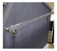 C Acrylic Stair Railing for Indoor Use Transparent Lucite il with Silver Brackets Wall-Mounted Available in 3ft to 20ft Lengths Stylish & Stair Safety Solution