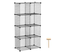 C&AHOME Wire Cube Storage Organizer, 8-Cube Metal Grid Storage, Storage Bins Shelving, Modular Bookshelf Shelves, DIY Closet Cabinet Ideal for Living Room, Office 24.8" L x 12.4" W x 48.4" H Black