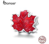 (C) Bamoer 925 Sterling Silver Golden Autumn Series Pendant Cute Squirrel Pumpkin Elegant Ginkgo Maple Leave Charm Bead For Original Bracelet Fine Jewelry