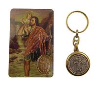 C bc St. Christopher brass and silver keyring with The Motorist's prayer card