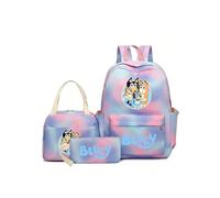 (c) Bluey Family Anime Character Peripheral Colorful Backpack Three-Piece Set Puppy Pattern Children'S Large Capacity Schoolbag Gift