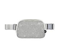 C.C Belt Bag for Women - Quilted Fanny Pack Crossbody Waist Bag with Adjustable Strap, Fashion Gift Idea, Rhinestone - Silver, Regular Fit