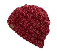C.C Exclusives Cable Knit Beanie - Thick, Soft & Warm Chunky Beanie Hats, Chenille Burgundy, One Size