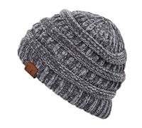C.C Exclusives Cable Knit Beanie - Thick, Soft & Warm Chunky Beanie Hats, Chenille Lt. Mel Grey, One Size