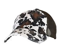 C.C Ponycap Messy High Bun Ponytail Adjustable Mesh Trucker Baseball Cap Hat, Criss Cross Leopard Brown, One Size