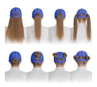 C.C Ponycap Messy High Bun Ponytail Adjustable Trucker Baseball Cap Hat, Royal Blue, One Size