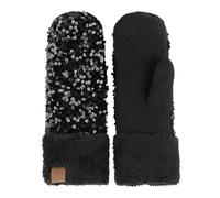 C.C Sequin Mittens For Women - Stretchable Soft Warm Cold weather Winter Gloves, Black, One Size