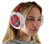 C.C Soft Winter Warm Adjustable Headband Ear Warmer Earmuffs, Argyle Red, One Size