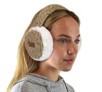 C.C Soft Winter Warm Adjustable Headband Ear Warmer Earmuffs, Sherpa Camel/Ivory