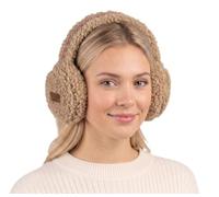 C.C Soft Winter Warm Adjustable Headband Ear Warmer Earmuffs, Stitched Band Sherpa Camel