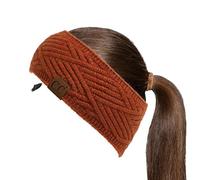 C.C Winter Fuzzy Fleece Lined Thick Knitted Diagonal Stripes Criss-Cross Pattern Headband Headwrap (HW-2060), A Snuggly Soft Yarm - Rust, 1 Count (Pack of 1)