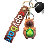 (C) Capybara Keychain | Funny Cartoon Capybara Keyring - 6.6cm Portable Capybara Bag Charm, Cute Animal Figure Key Chain Jewelry for Car House Keys