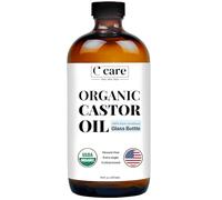 C CARE 100% Pure, Organic Castor Oil, Cold Pressed, Hexane Free. For hair Growth Eyelashes, Eyebrows, Skin, Nail & Castor oil pack wraps - 16oz