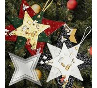 (C) Christmas Decoration Christmas Tree Hanging Ornament Christmas Patchwork Star Template Set, Christmas Patchwork Four Corner Star Template Indoor Home