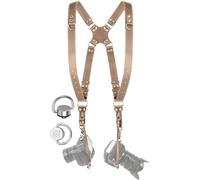 C Coiro Dual Camera Harness for Photographers, Double Adjustable Leather Strap DSLR/SLR, Dual Shoulder Harness, Professional Camera Accessories, Standard/Beige