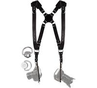 C Coiro Dual Camera Harness for Photographers, Double Adjustable Leather Strap DSLR/SLR, Dual Shoulder Harness, Professional Camera Accessories, Padded/Black