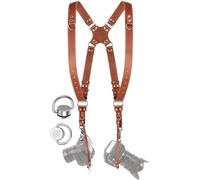 C Coiro Dual Camera Harness for Photographers, Double Adjustable Leather Strap DSLR/SLR, Dual Shoulder Harness, Professional Camera Accessories, Standard/Tan
