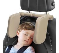 Car Headrest Pillow, Adjustable Head Rest Pillow for Car, Car Seat Neck Support for Kids and Adults, Car Seat Headrest Fit for Car Seat with Bar (Beige)