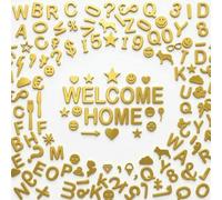 C CRYSTAL LEMON Gold Precut Letter Board Letters, 394 Pieces, 0.75 Inch Plastic Letters Numbers and Symbols, Fits Standard Felt Letter Boards, Not for Pegboards