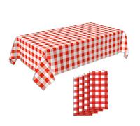 C CRYSTAL LEMON Picnic Tablecloth Pack of 4 - Red and White Checkered Vinyl Gingham - Waterproof Disposable Table Cover for Outdoor Camping & Picnics