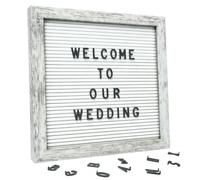 C Crystal Lemon Rustic White 25×25 cm Felt Letter Board with Wooden Frame - Includes 336 Pre-Cut Letters, Numbers & Symbols - Changeable Message Board Sign with Wall Mount & Display Stand