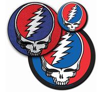 C&D Visionary Band 3 Piece Grateful Dead Sticker, Patch, Button Set, Red, Black