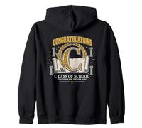 C Days Of School Roman 100 Witty Teacher Smart Zip Hoodie