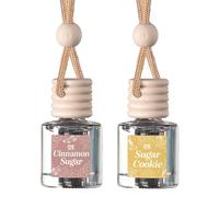 C&E Craft Co Hanging Car Air Freshener Diffuser 2 Pack, Long Lasting Fragrance Oil Car Freshener, Glass Bottle Auto Air Freshener, Made in USA (Cinnamon Sugar + Sugar Cookie)