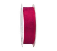 C.E. Pattberg Präsent - Four Seasons Organza wired edge Ribbon Raspberry 25 mm width, 25 m length