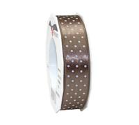 C.E. Pattberg Präsent - Mini Dots Printed Satin Ribbon Taupe 25 mm width, 20 m length