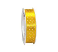 C.E. Pattberg Präsent - Mini Dots Printed Satin Ribbon Yellow 25 mm width, 20 m length