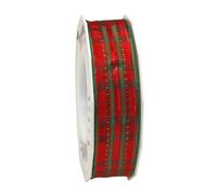 C.E. Pattberg Präsent - Nottingham Wired Ribbon red-green 25 mm width, 20 m length