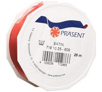 PRÄSENT C.E. Pattberg SATIN red gift ribbon, 27 yards for Wrapping Gifts, 0.39 inches width, Ribbon for Decorating & Crafting, Decorative Ribbon for Gifts, for every occasion