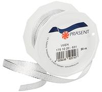 C.E. Pattberg WIEN Gift Ribbon in Silver, 22 yards of Metallic Mesh Ribbon for Gift Wrapping, 0.39 inches width, Accessories for Decoration & Handicrafts, Ribbon for Presents, for every occasion