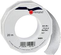 PRÄSENT C.E. Pattberg WIEN Gift Ribbon in Silver, 22 yards of Metallic Mesh Ribbon for Gift Wrapping, 1 inch width, Accessories for Decoration & Handicrafts, Ribbon for Presents, for every occasion