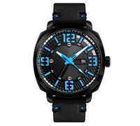 C-ET High Quality,Waterproof, Men's Watch, Black Belt Watch, Blue Pointer, Waterproof Calendar Non-Mechanical Watch, Trend Men's Watch, Vintage Student Quartz Watch - Men's,Outdoor,Workplace