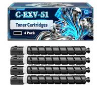 C-EXV-51 Toner Cartridges Compatible for Canon imageRUNNER Advance C5500 C5535i C5550i C5535 C5540i C5560i Printers, With Chip Large Capacity 43000 Pages (4 Pack Black)
