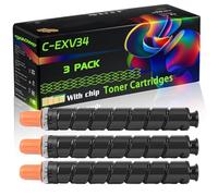 C-EXV34 Compatible for Canon Toner Cartridges with Chip ImageRUNNER Advance IRC-2020i IRC-2020L IRC-2025i Printers (3 Pack Black)