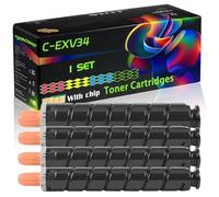 C-EXV34 Compatible for Canon Toner Cartridges with Chip ImageRUNNER Advance IRC-2020i IRC-2020L IRC-2025i Printers (4-Pack BK/C/M/Y)