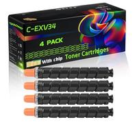 C-EXV34 Compatible for Canon Toner Cartridges with Chip ImageRUNNER Advance IRC-2020i IRC-2020L IRC-2025i Printers (4 Pack Black)